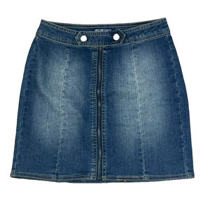 Blue Spice Denim Mini Skirt Full Zipper Front With Snap Medium Wash Size 3